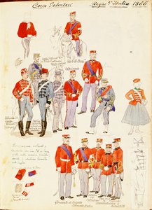 Uniforms of Volunteer Corp of Kingdom of Italy, färgplatta av Quinto Cenni av Quinto Cenni