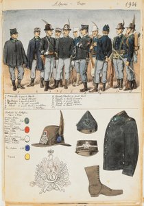 Uniformer of the Alpines of the Kingdom of Italy, Färgplatta av Quinto Cenni av Quinto Cenni