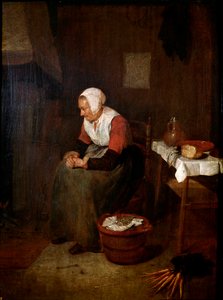 Porträtt av gammal kvinna målning av Quinringh (Quiringh) Gerritsz Van Brekelenkam (1620-1668) 1600-talet Madrid Prado Museum