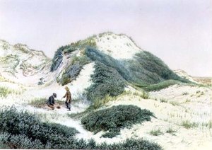 Bland sandkullarna i Hightown 1885 (akvarell) av R.H. Rutherford