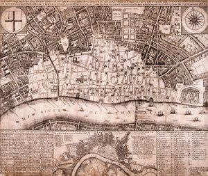 Karta över London, 1666 av RP