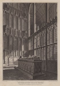 Tomb och chantry av William av Wykeham, grundare av New College, Oxford, i Winchester Cathedral (gravyr) av R. (after) Essex