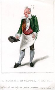 Mr Gattie som Monsieur Morbleu i Monsieur Tonson, 1822. av R. Cooper