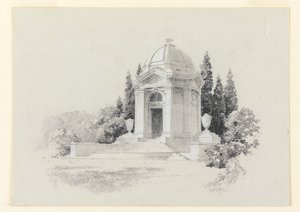 Återgivning av ett mausoleum av R. E.