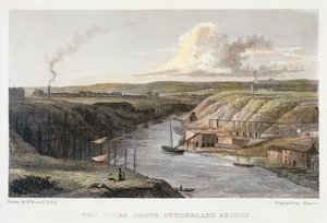The Wear ovanför Sunderland Iron Bridge, c1829. av R Francis