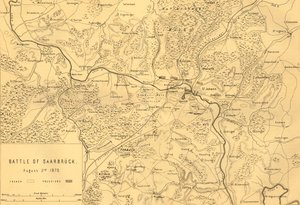 Karta över slaget vid Saarbrücken, 2 augusti 1870, c1872. av R. Walker