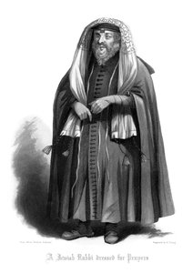 En judisk rabbin klädd för böner. av R. Young
