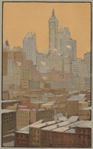 Singer Building från Brooklyn Bridge, 1914.
