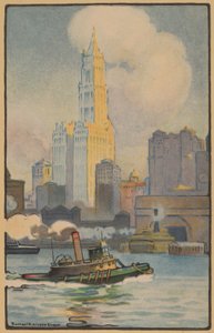 Woolworth-byggnaden från färjan, 1914.
