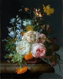 Blommor i en terrakottavas
