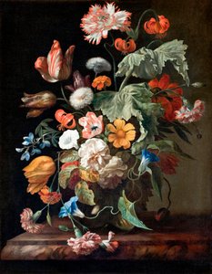 ""Nature morte aux fleurs"" (Stilleben med blommor) Peinture de Rachel Ruysch (1664-1750) - Olja på duk - Dim 70,5x58,5 cm Hallwylska Museet, Stockholm av Rachel Ruysch