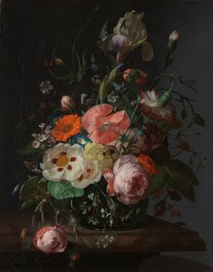 Stilleben med blommor på en marmorbordsskiva av Rachel Ruysch