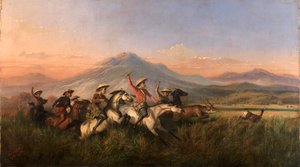 Sex ryttare som jagar rådjur, 1860.