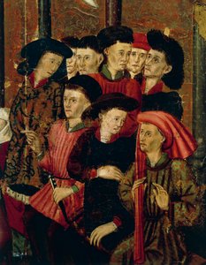 Predikning, detalj från San Bernardino altartavla, av Joan Figuera och Tomas Rafael (verksam under andra hälften av 1500-talet), tempera på panel, 399x253 cm. Detalj. av Rafael & Figuera Joan (active c.1454 1477) Tomas