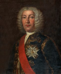 Spanska: Juan José Navarro de Viana y Búfalo (1687-1772) Marqués de la Victoria, Capitán General de la Real Armada Porträtt av den spanske amiralen José Navarro av Rafael Tejeo