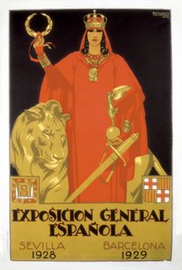 Exposicion General Espanola, Sevilla 1928 - Barcelona 1929 (affisch) av Rafael de Penagos