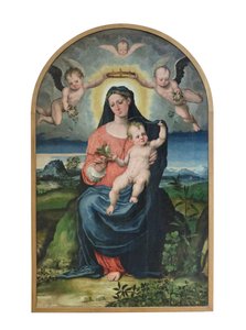 Madonna med barn, före 1543 (olja på pannå) av Raffaellino di Michelangelo (16th century)