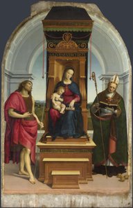 Madonnan och barnet med Johannes Döparen och Sankt Nikolaus av Bari The Ansidei Madonna, 1505 av Raffaello Sanzio Raphael