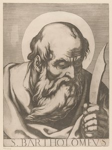 Sankt Bartolomeus S. Bartholomew (titel på objekt) Kristus, Maria och de tolv apostlarna (serietitel) Il sacrato collegio apostolico (serietitel)