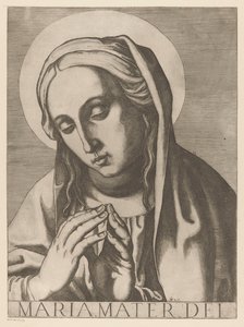 Mary Guds mor (titel på objekt) Kristus, Maria en de Twaalf Apostel (serietitel) II Sacrates College Apostolic (serietitel) av Raffaello Schiaminossi