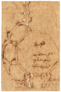 Grundplan över Santa Maria degli Angeli, Florens (penna och brunt bläck, på oljat kalkerpapper)
