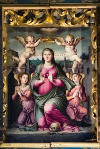 Madonna delle Grazie (olja på pannå) av Raffaello dal Colle