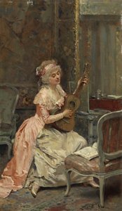 Kvinna med en gitarr, ca 1870