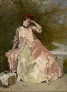 Kvinna med en picknickkorg, ca 1890 av Raimundo de Madrazo y Garreta