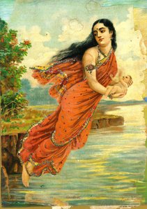 Ganga och Bhishma av Raja Ravi Varma