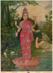 Lakshmi Embellished, av Ravi Varma Press, redigera av Raja Ravi Varma