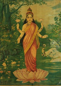 Lakshmi, av Raja Ravi Varma och Ravi Varma Press, 1930-talet av Raja Ravi Varma