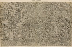 Civitas Londinium, från den ursprungliga undersökningen i Guildhall Library, från drottning Elizabeths regeringstid.