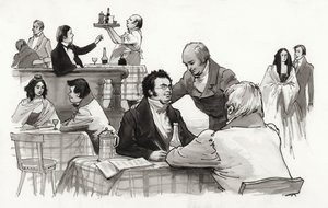 Schubert och hans vänner (gouache på papper)