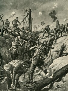 Brittiska soldater i en tysk skyttegrav, västfronten, första världskriget, c1915, c1920.