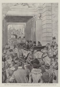 Kung Edward VII:s återkomst till Osborne efter sin kungörelse, Hans Majestät lämnar Trinity Wharf, Cowes, för Osborne, 24 januari.