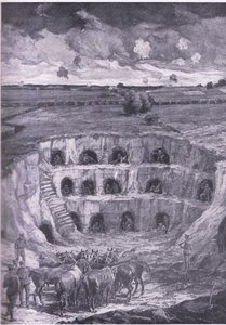 De moderna grottbor, från History of the Great War Vol 3 publicerad av Waverley Book Co Limited, ca 1920 av Ralph Cleaver