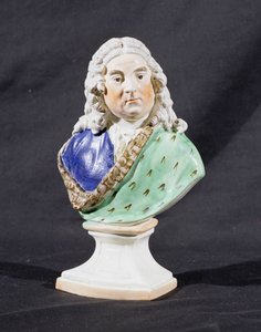 Staffordshire porträttbyst av George Frederick Handel (1685-1759) (blyglaserat lergods)
