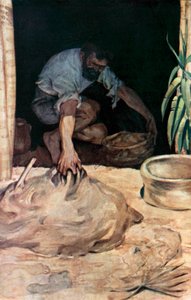 Illustration för Robinson Crusoe av Daniel Defoe (färg litho)