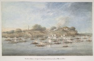 Lord Hastings flottilj vid floden, med många pinnace budgerows