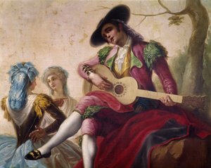 Gitarrspelare, detalj (kartong för gobeläng