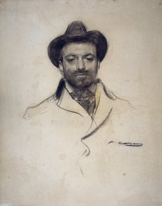 ""Porträtt av den spanske målaren och fotografen Jose Maria Sert (1874-1945)"" Träkolsteckning av Ramon Casas (1866-1932) 1904 Privat samling