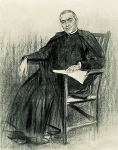Porträtt av den katalanska poeten Jacint Verdaguer (1845-1902) (teckning) av Ramon Casas i Carbo