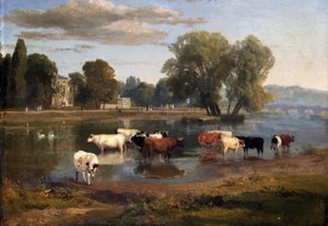 Thames vid Richmond från Middlesex bank, tittar mot Asgill House