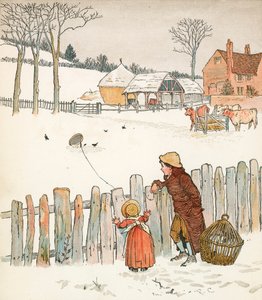 Fyra och tjugo koltrastar (färglitografi) av Randolph Caldecott
