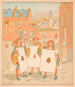 Hornblåsare med spelkort, 1880. av Randolph Caldecott