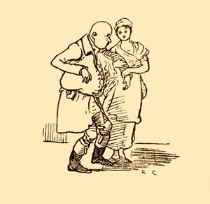John Gilpin anländer, hattlös och peruklös än en gång, 1878, c1918. av Randolph Caldecott