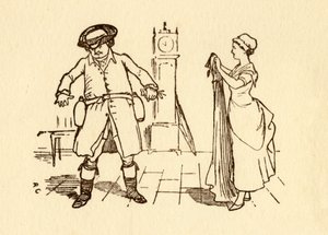 John Gilpin fäster vinflaskor på sitt bälte, 1878, c1918. av Randolph Caldecott