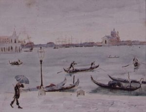 Nyumba ya Forodha na Kanisa la San Giorgio, Venice, Inayoonekana kutoka Piazzetta, karne ya 19. av Randolph Caldecott