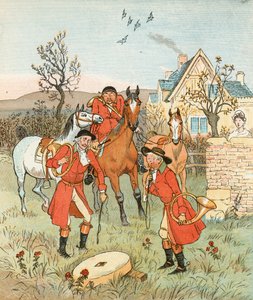 The Hunt (färglitografi) av Randolph Caldecott