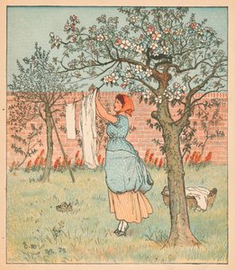 Pigan var i trädgården, Hanging out the Clothes, 1880. av Randolph Caldecott